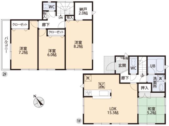 Floor plan. 30,800,000 yen, 4LDK, Land area 95.82 sq m , Building area 97.6 sq m floor plan