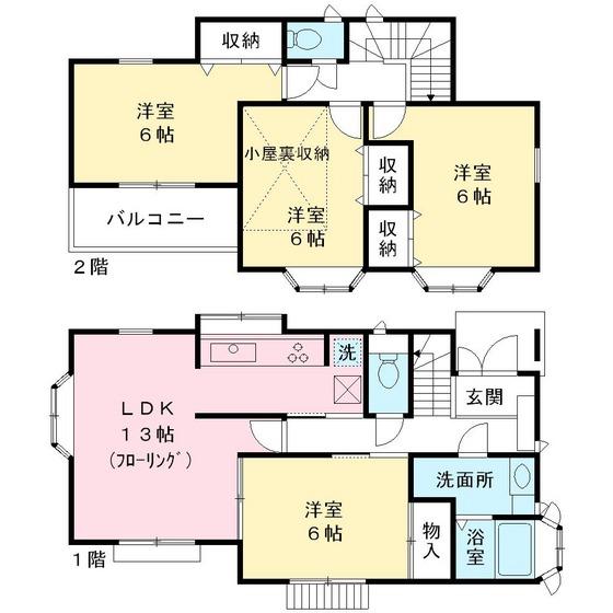 Floor plan. 21,800,000 yen, 4LDK, Land area 150.21 sq m , Building area 91.91 sq m