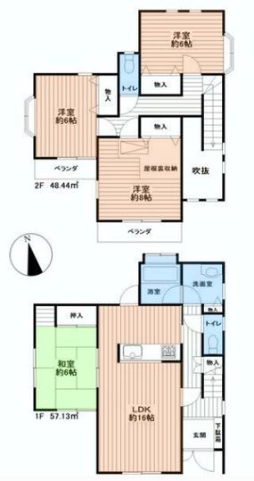 Floor plan. 29,800,000 yen, 4LDK, Land area 184.32 sq m , Building area 105.57 sq m