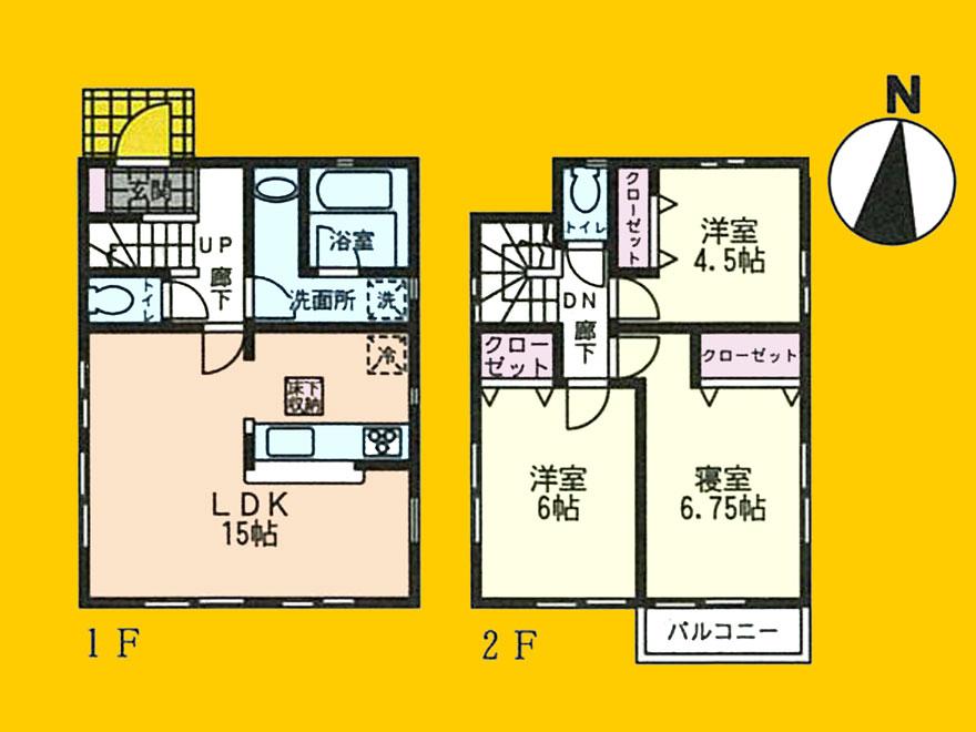 Floor plan. (1 Building), Price 25,800,000 yen, 3LDK, Land area 120.6 sq m , Building area 76.54 sq m