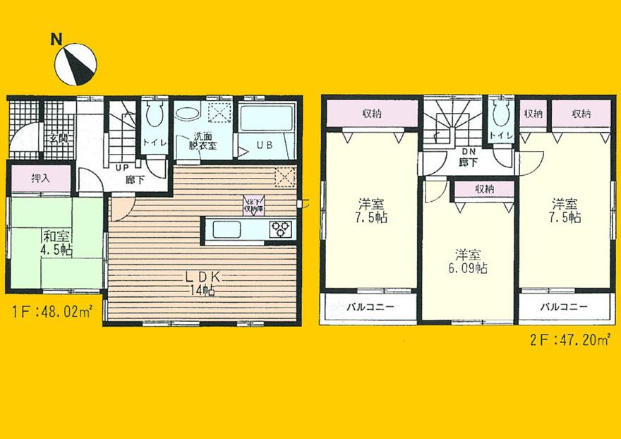 Floor plan. 35,800,000 yen, 4LDK, Land area 98.01 sq m , Building area 95.22 sq m