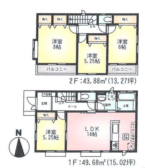 Floor plan. (C), Price 33,800,000 yen, 4LDK, Land area 122.05 sq m , Building area 93.56 sq m