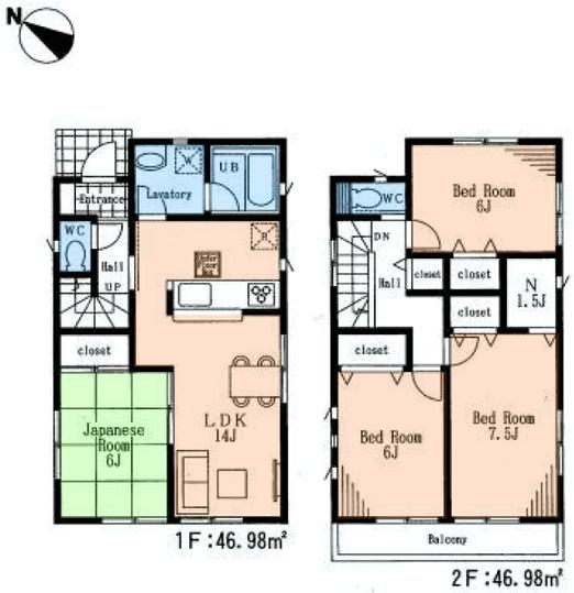 Floor plan. 38,800,000 yen, 4LDK, Land area 115.63 sq m , Building area 93.96 sq m