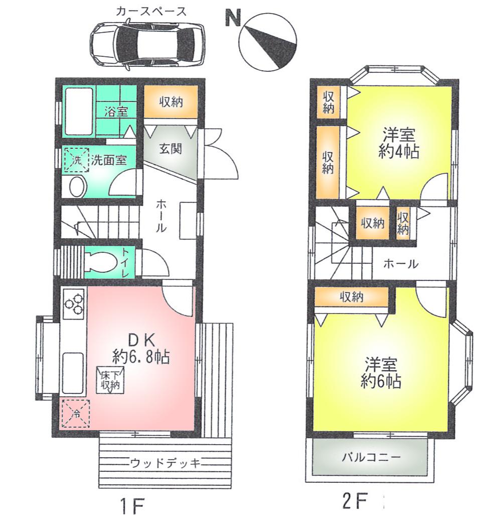 Floor plan. 14.8 million yen, 2DK, Land area 85.81 sq m , Building area 51.4 sq m