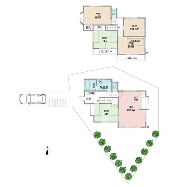 Floor plan. 22,300,000 yen, 5LDK, Land area 167.27 sq m , Building area 95.02 sq m