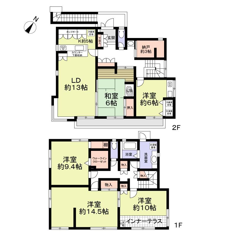 Floor plan. 42,800,000 yen, 5LDK + S (storeroom), Land area 203.63 sq m , Building area 167.27 sq m