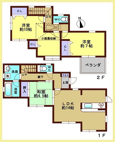 Floor plan. 22,800,000 yen, 3LDK, Land area 180.75 sq m , Building area 89.84 sq m