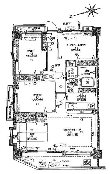 Floor plan. 3LDK+S, Price 23 million yen, Occupied area 76.87 sq m , Balcony area 9.11 sq m