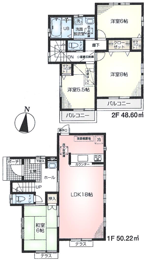 Floor plan. (1), Price 49,800,000 yen, 4LDK, Land area 130.17 sq m , Building area 98.82 sq m