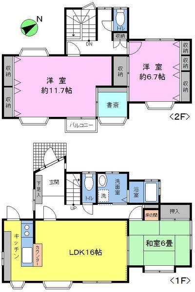 Floor plan. 23.8 million yen, 3LDK+S, Land area 148.66 sq m , Building area 107.4 sq m