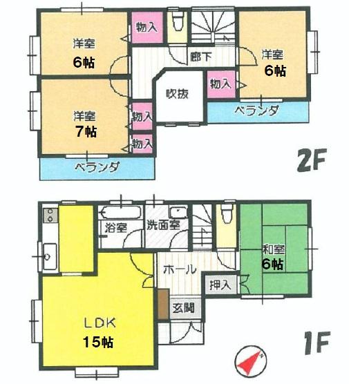 Floor plan. 32,900,000 yen, 4LDK, Land area 132.55 sq m , Building area 96.08 sq m