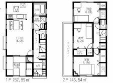 Floor plan. (Building 2), Price 29,800,000 yen, 4LDK, Land area 165.04 sq m , Building area 98.53 sq m