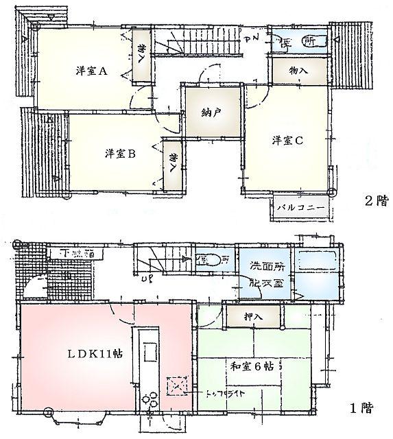 Floor plan. 26 million yen, 4LDK + S (storeroom), Land area 130.77 sq m , Building area 93.56 sq m floor plan