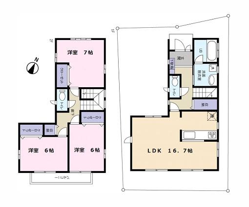 Floor plan. (B Building), Price 40,300,000 yen, 3LDK, Land area 92.32 sq m , Building area 103.76 sq m