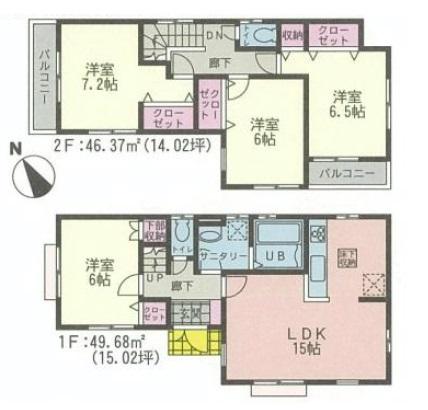 Floor plan. 35,800,000 yen, 4LDK, Land area 135.53 sq m , Building area 96.05 sq m