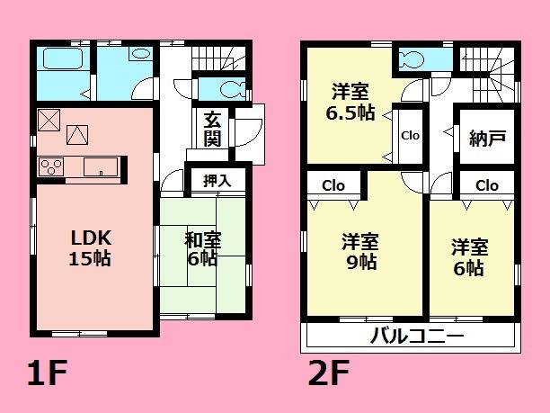 Floor plan. (Building 2), Price 40,300,000 yen, 4LDK+S, Land area 104.75 sq m , Building area 105.16 sq m