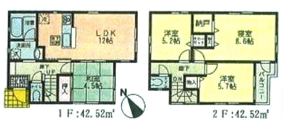 Floor plan. (Building 2), Price 39,800,000 yen, 4LDK, Land area 120.15 sq m , Building area 85.04 sq m