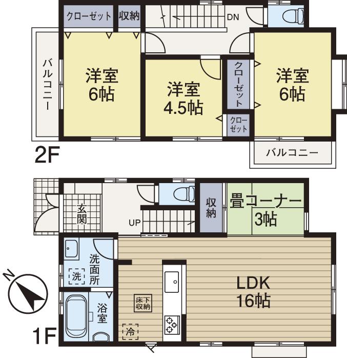 Floor plan. (3), Price 28.8 million yen, 3LDK, Land area 153.75 sq m , Building area 88.59 sq m