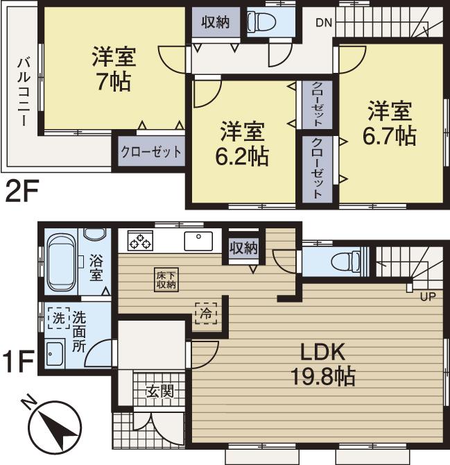 Floor plan. (2), Price 33,800,000 yen, 3LDK, Land area 125.18 sq m , Building area 93.15 sq m