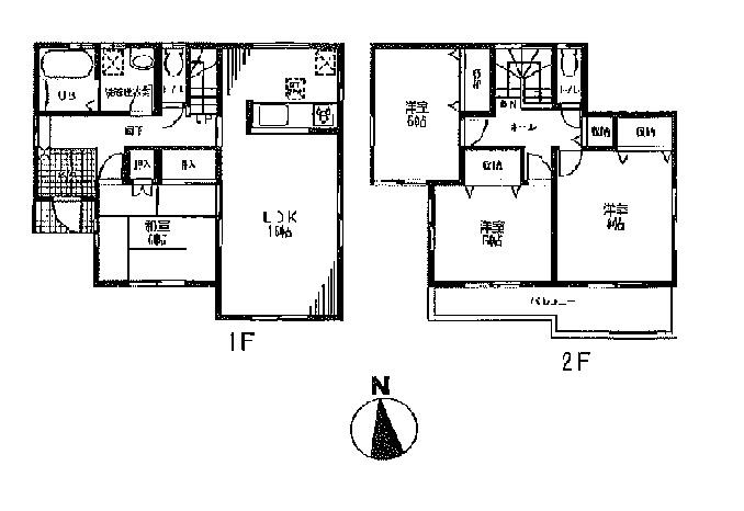 Floor plan. (1 Building), Price 39,800,000 yen, 4LDK, Land area 130.1 sq m , Building area 105.15 sq m
