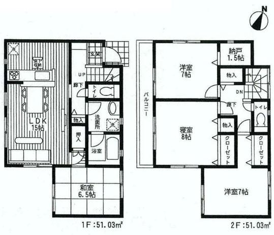 Floor plan. 39,800,000 yen, 4LDK, Land area 190.6 sq m , Building area 102.06 sq m