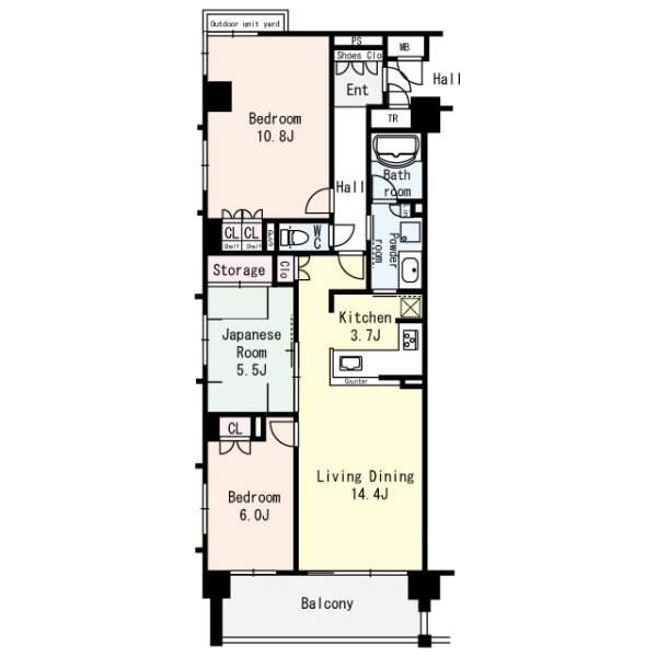 Floor plan. 3LDK, Price 23 million yen, Occupied area 86.99 sq m , Balcony area 10.95 sq m