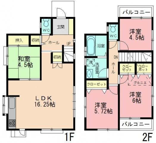 Floor plan. 37 million yen, 4LDK, Land area 114.33 sq m , Building area 88.24 sq m