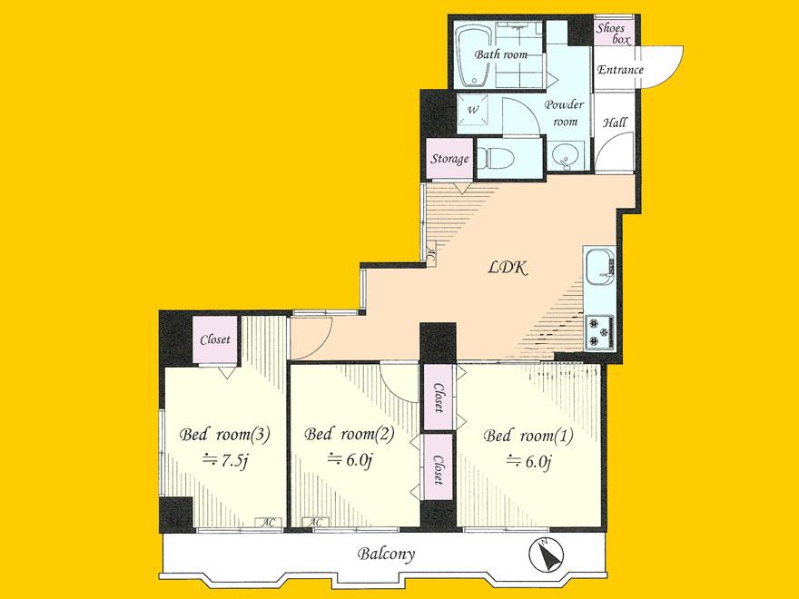 Floor plan. 3LDK, Price 24,800,000 yen, Occupied area 67.26 sq m , Balcony area 10.02 sq m