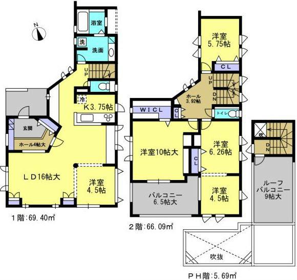 Floor plan. 54,800,000 yen, 5LDK, Land area 160.24 sq m , Building area 141.18 sq m