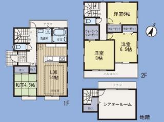 Floor plan. 47,800,000 yen, 4LDK + S (storeroom), Land area 140.85 sq m , There is a basement in the building area 124.58 sq m large 4LDK, There is a very profitable sense.