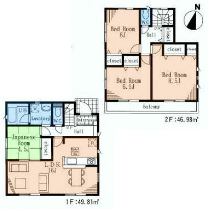 Floor plan. (3), Price 36,800,000 yen, 4LDK, Land area 186.37 sq m , Building area 96.79 sq m