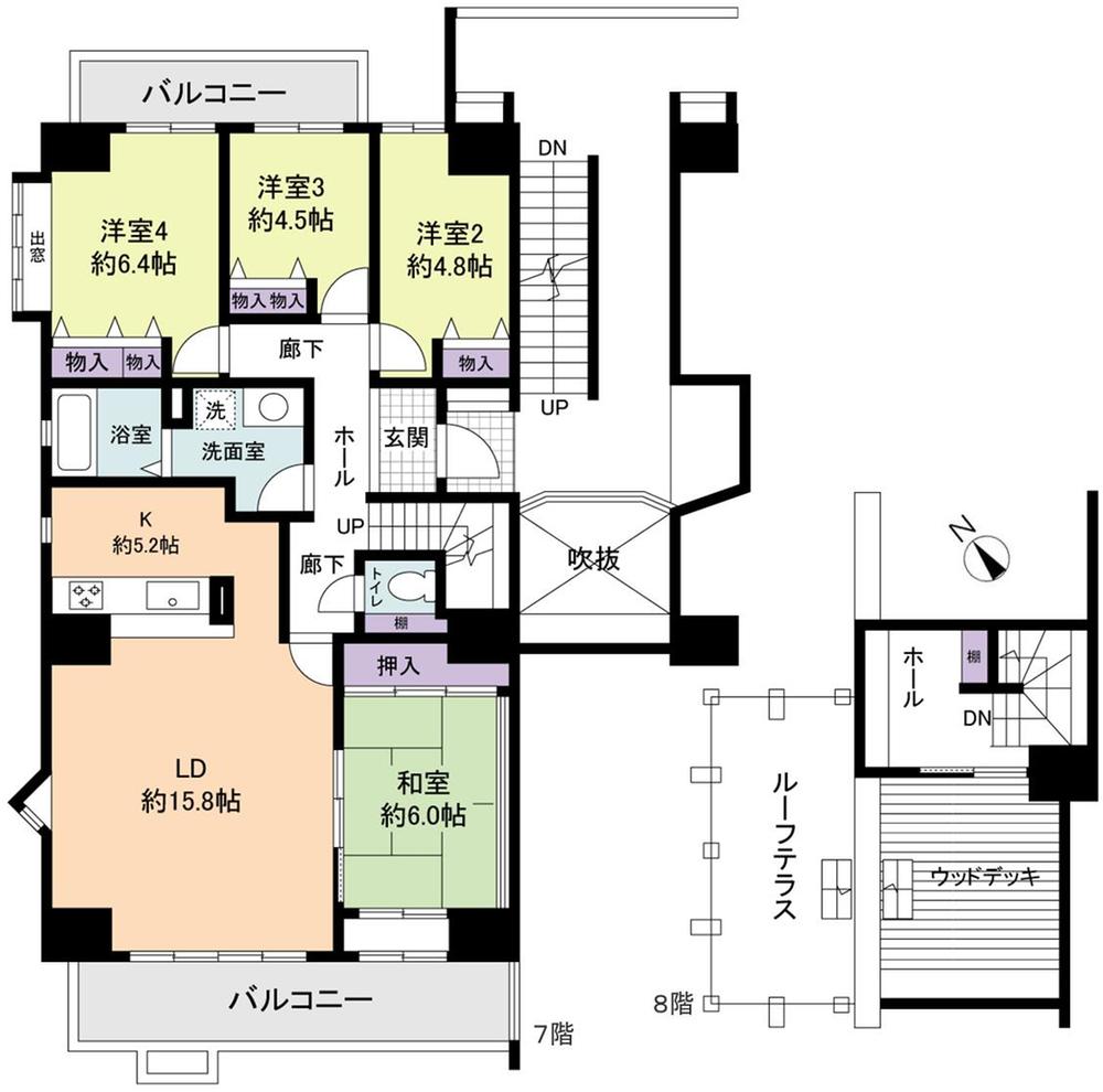 Floor plan. 4LDK, Price 21.6 million yen, Footprint 119.59 sq m , Balcony area 17.2 sq m
