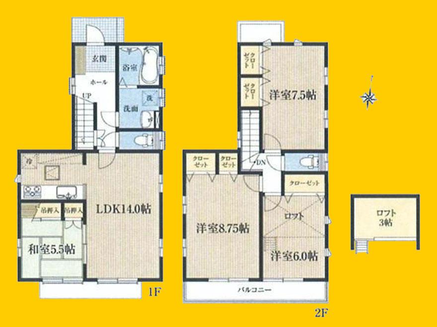 Floor plan. (Building 2), Price 38,300,000 yen, 4LDK, Land area 120 sq m , Building area 95.58 sq m