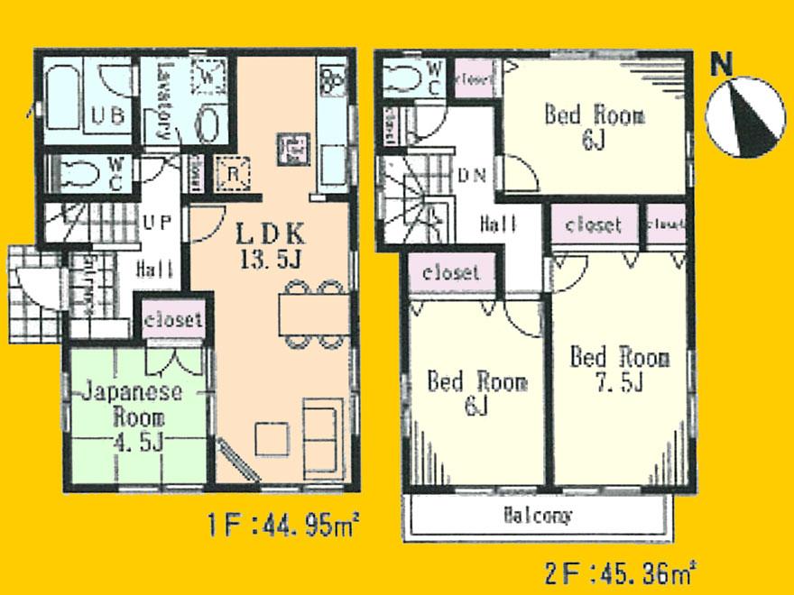 Floor plan. (4 Building), Price 28.8 million yen, 4LDK, Land area 111.95 sq m , Building area 90.31 sq m