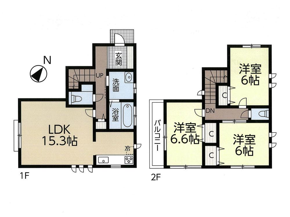 Floor plan. 21.5 million yen, 3LDK, Land area 106.82 sq m , Building area 84.92 sq m