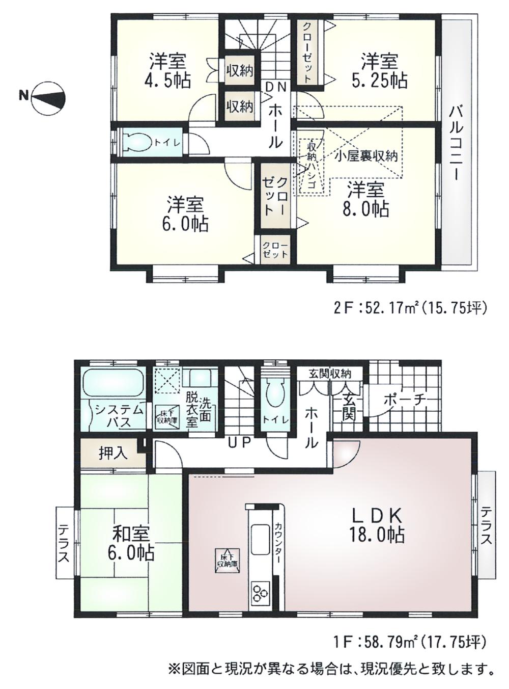 Floor plan. 36.5 million yen, 5LDK, Land area 195.32 sq m , Building area 110.96 sq m