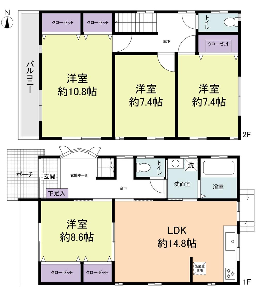 Floor plan. 33,600,000 yen, 4LDK, Land area 166.01 sq m , Building area 114 sq m