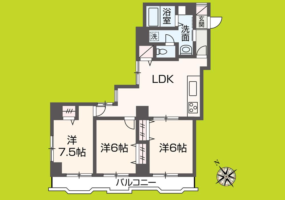 Floor plan. 3LDK, Price 24,800,000 yen, Occupied area 67.26 sq m , Balcony area 10.02 sq m floor plan