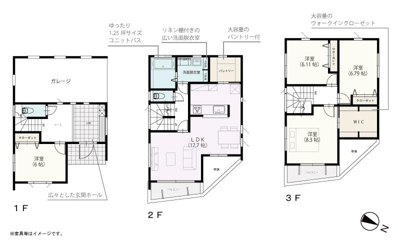 Floor plan. (1 Building), Price 42,400,000 yen, 4LDK, Land area 93.27 sq m , Building area 147.81 sq m