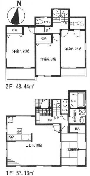Floor plan. 37,800,000 yen, 4LDK, Land area 166.3 sq m , Building area 105.57 sq m
