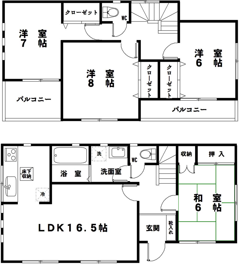 Floor plan. (1 Building), Price 45,800,000 yen, 4LDK, Land area 130 sq m , Building area 103.5 sq m