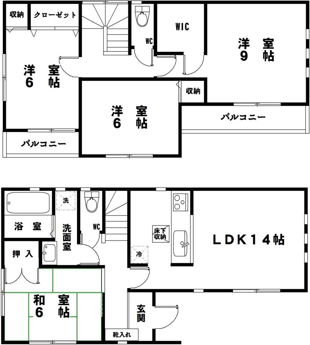 Floor plan. (Building 2), Price 45,800,000 yen, 4LDK+S, Land area 129.99 sq m , Building area 98.53 sq m