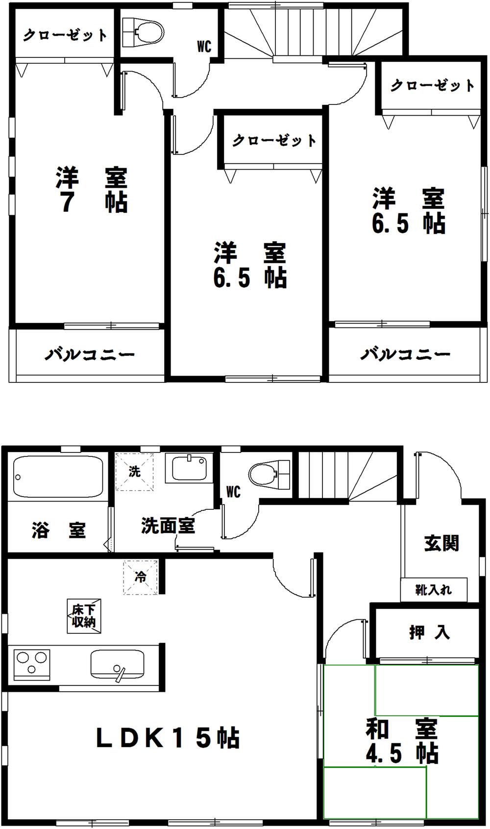 Floor plan. (3 Building), Price 43,800,000 yen, 4LDK, Land area 130 sq m , Building area 96.87 sq m