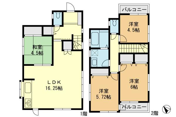 Floor plan. (1 Building), Price 37 million yen, 4LDK, Land area 114.33 sq m , Building area 88.24 sq m