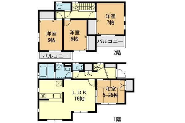 Floor plan. (Building 2), Price 41,800,000 yen, 4LDK, Land area 170.15 sq m , Building area 96.88 sq m