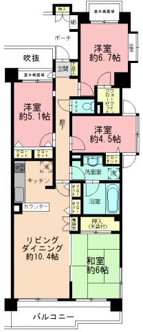Floor plan. 4LDK, Price 32,900,000 yen, Occupied area 82.26 sq m , Balcony area 9.78 sq m