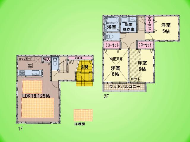 Floor plan. (Building 2), Price 42,800,000 yen, 3LDK, Land area 98.92 sq m , Building area 88.6 sq m