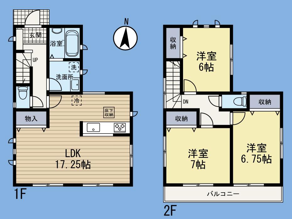 Floor plan. (1 Building), Price 40,800,000 yen, 3LDK, Land area 100.5 sq m , Building area 90.26 sq m