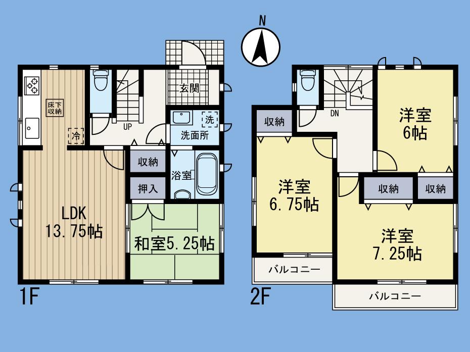 Floor plan. (Building 2), Price 40,800,000 yen, 4LDK, Land area 100.5 sq m , Building area 95.01 sq m