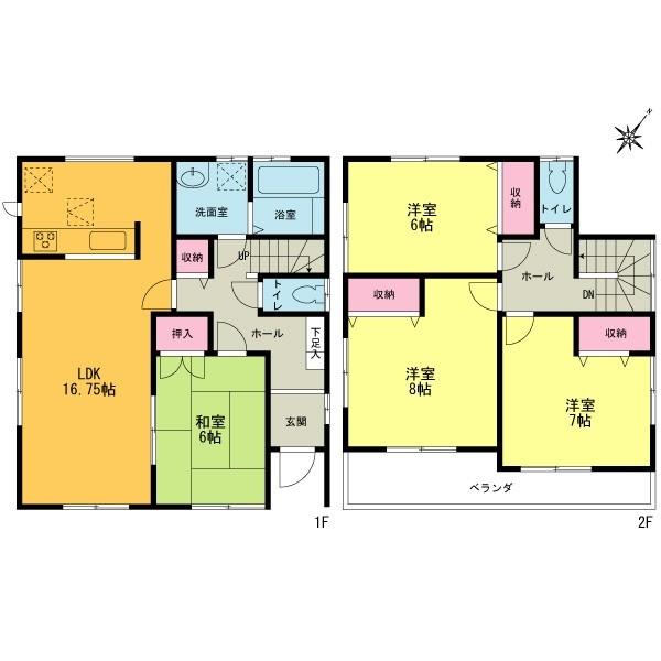 Floor plan. 37,800,000 yen, 4LDK, Land area 142.78 sq m , Building area 105.77 sq m
